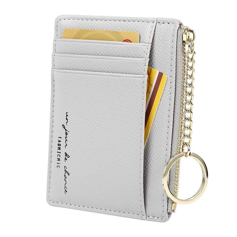 9537 8 Cards Slim Minimalist Card Holder Coin Changes Purse Keychain Front